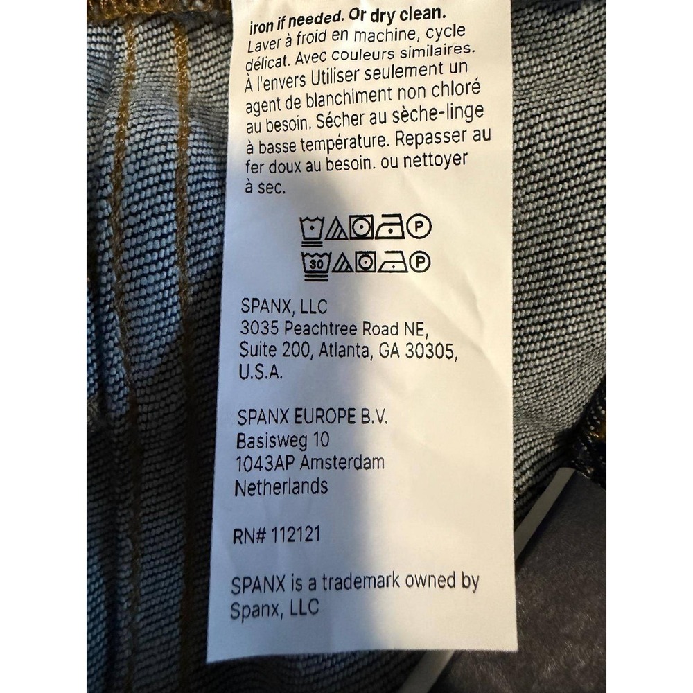 Spanx Flare Jeans Raw Indigo Dark Wash High Rise Pull On 21288R Large Regular - Picture 9 of 9